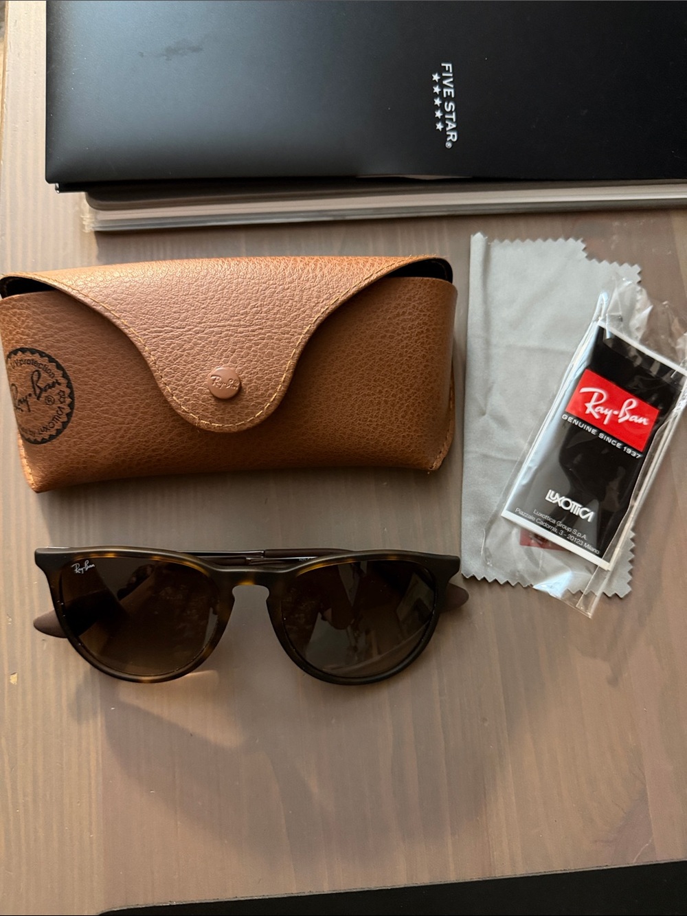 Ray-Ban Women’s Brown Sunglasses with Brown Leather Case
